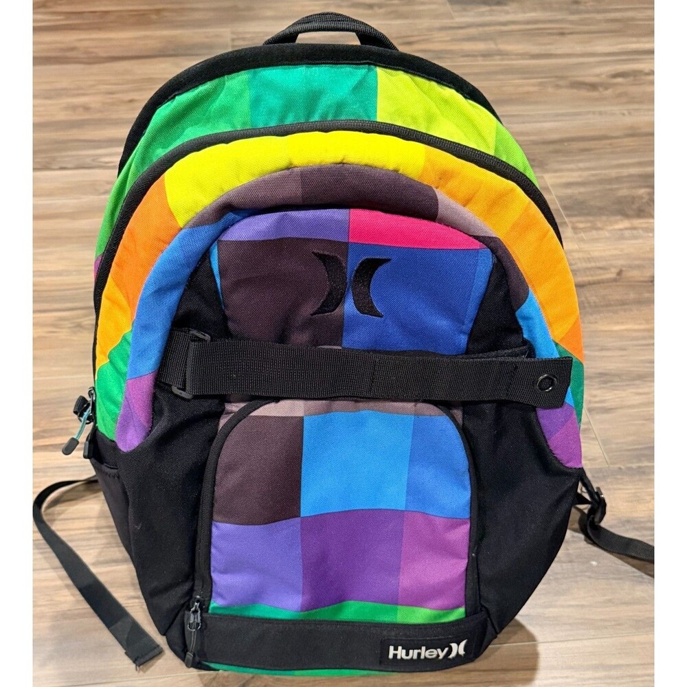 Hurley Honor Roll Backpack Multicolor Patchwork Skateboard Holder Skater